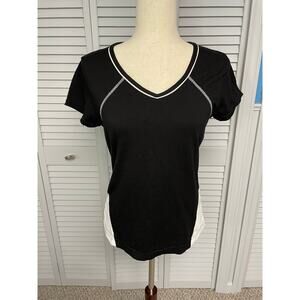 Danskin Now short sleeve athletic black white shirt women's size medium (8-10)